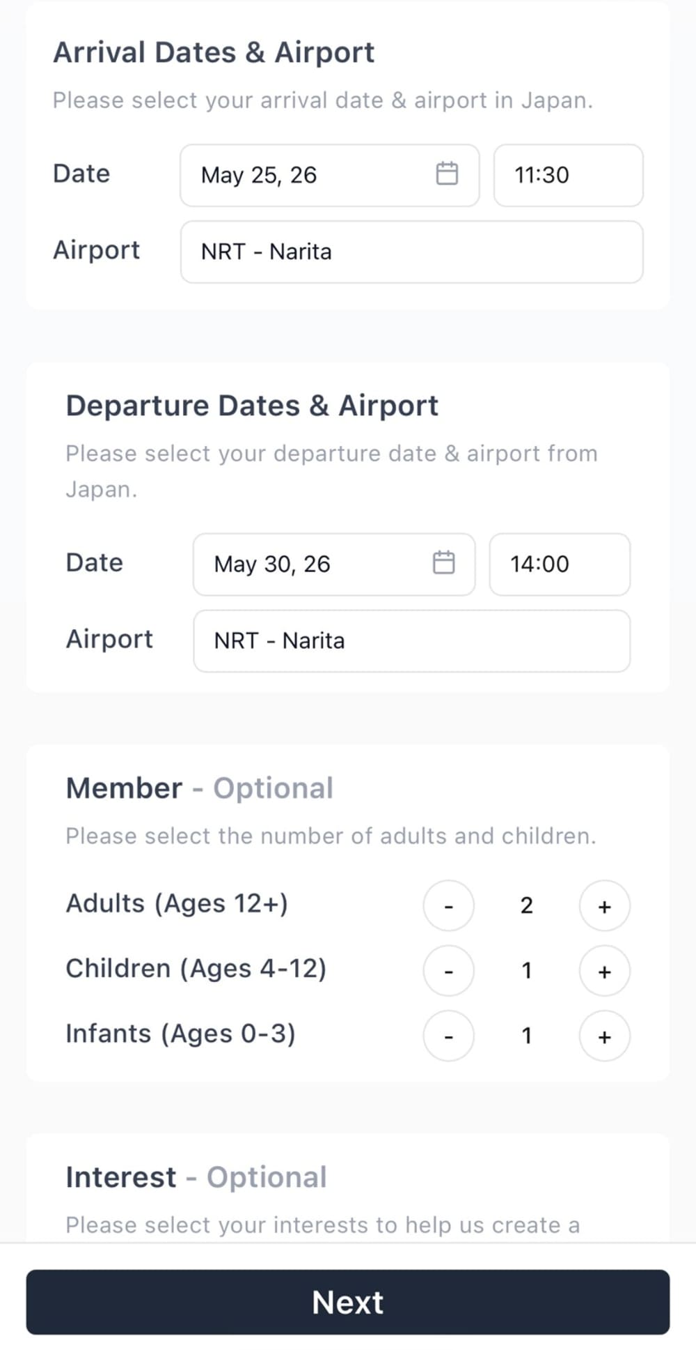 Enter your trip details